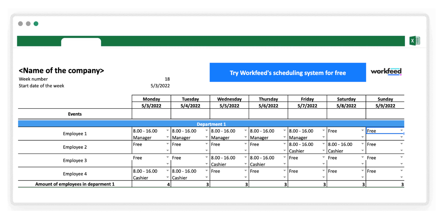 employee scheduling template